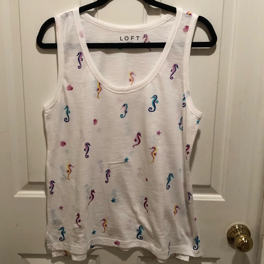 LOFT size M tank top with bright colored seahorses